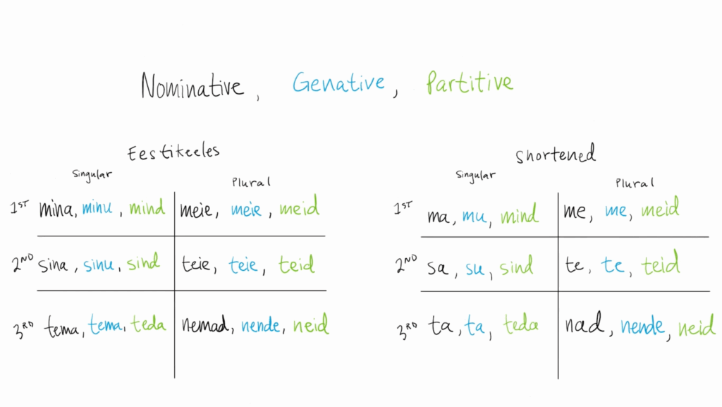 Screenshot of "Learn Estonian - Introduction to Cases: Nominative, Genitive, and Partitive" video, by Estonian Unlocked on YouTube