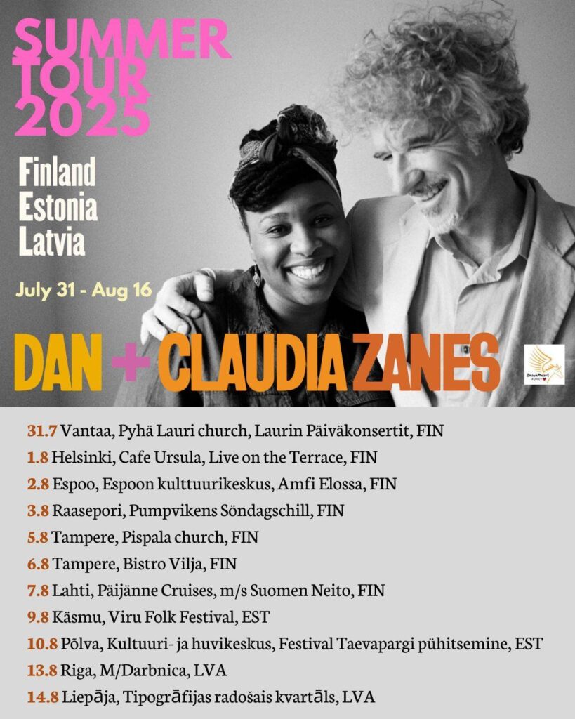 The dates and locations for Dan and Claudia's 2025 Summer Tour (source: BraveHeart Agency)