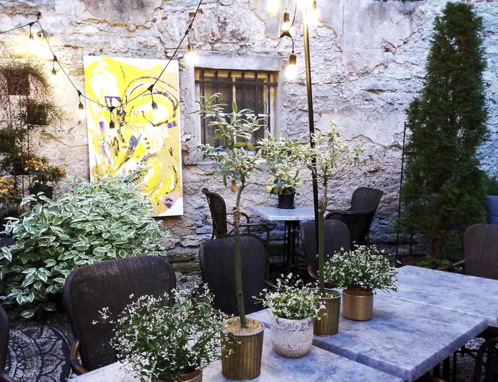The courtyard of Lummus, where art and plants meet (photo: Jerry Mercury)