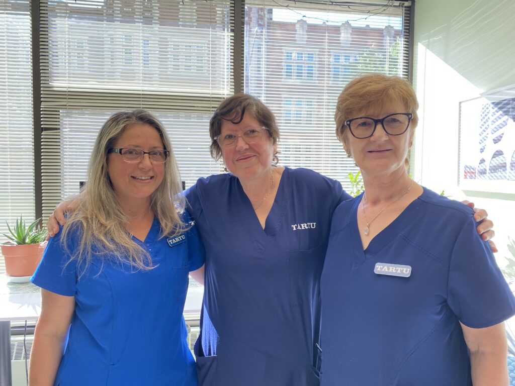 Dina, Filomena, and Branka together at Tartu College