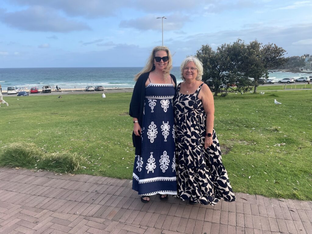 Evi with her daughter Riina at the iconic Bondi Beach, NSW in Australia