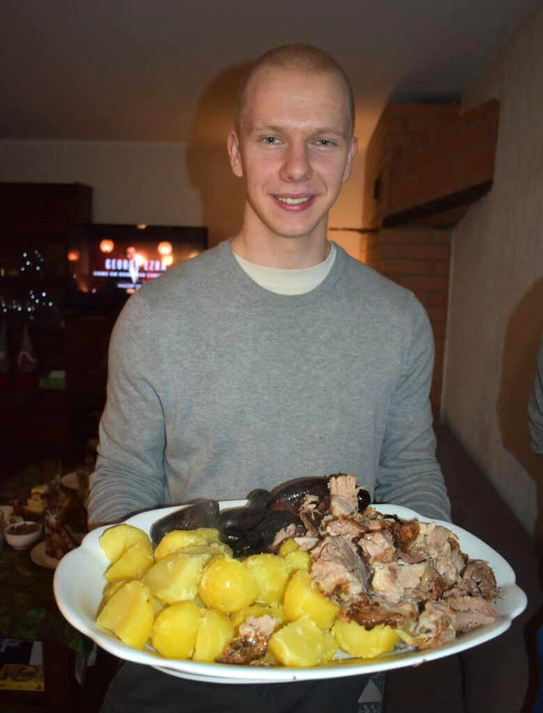 Estonian Christmas favourites, including verivorst, shared by Kaili and Kaarin’s relative Hans. In Estonia, hospitality is often served on a plate, and food is its own kind of love language.