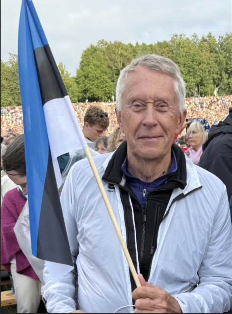 Tom Napa has attended every Song Festival in Estonia since 1990. Above, Tom as flagbearer at the 1990 "Rongkäik" (Procession), and below, at the most recent Song Festival "Iseoma" last summer.