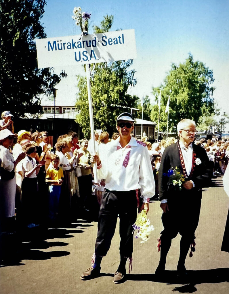 Tom Napa has attended every Song Festival in Estonia since 1990. Above, Tom as flagbearer at the 1990 "Rongkäik" (Procession), and below, at the most recent Song Festival "Iseoma" last summer.