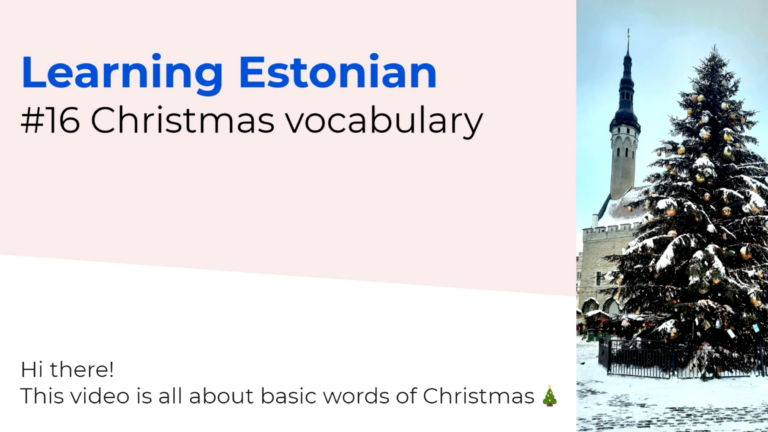 Screenshot of " Learning Estonian #16 Christmas vocabulary" video on YouTube by Learning Estonian