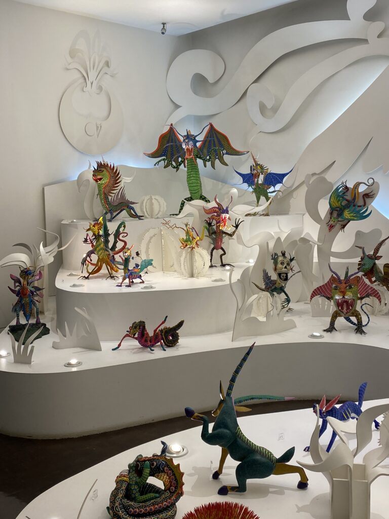 Alebrijes on display at the Museo de Arte Popular