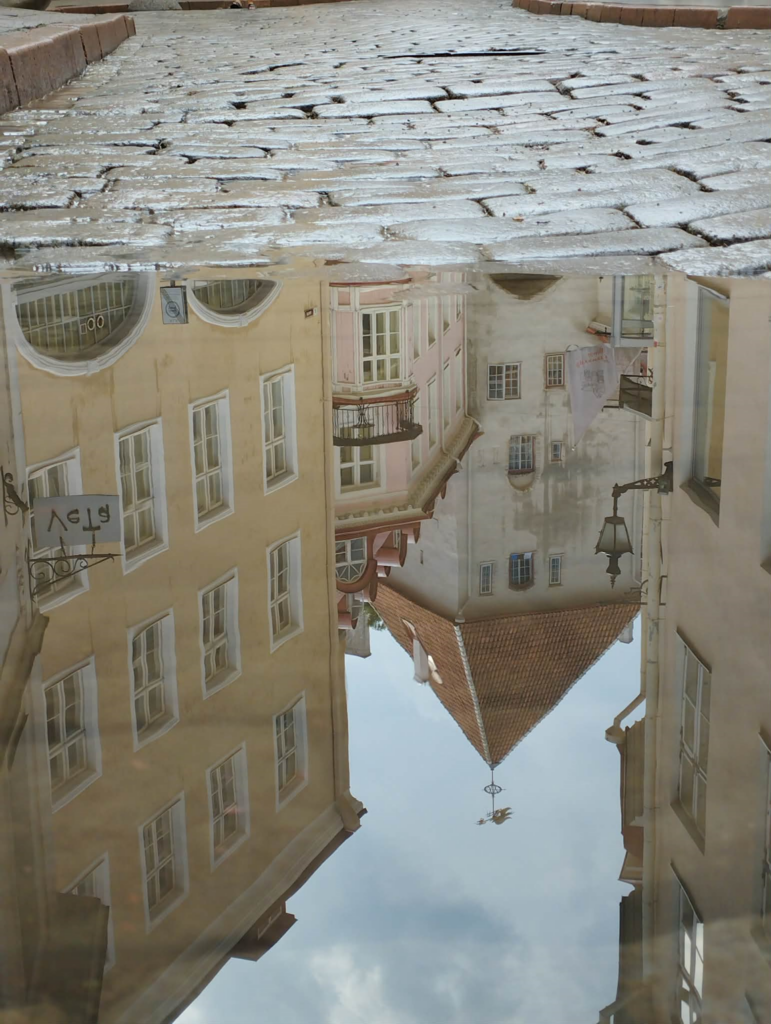 A post-rain reflection of Tallinn’s Old Town, Tallinn (photo: Cervus Fugitivus)