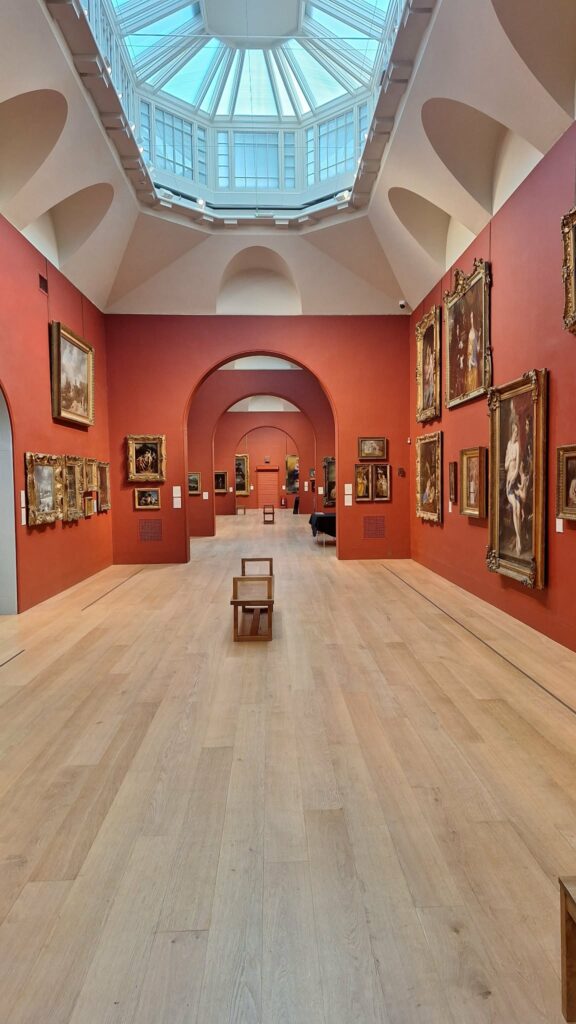 The inside of the main permanent exhibition hall of the Dulwich Picture Gallery