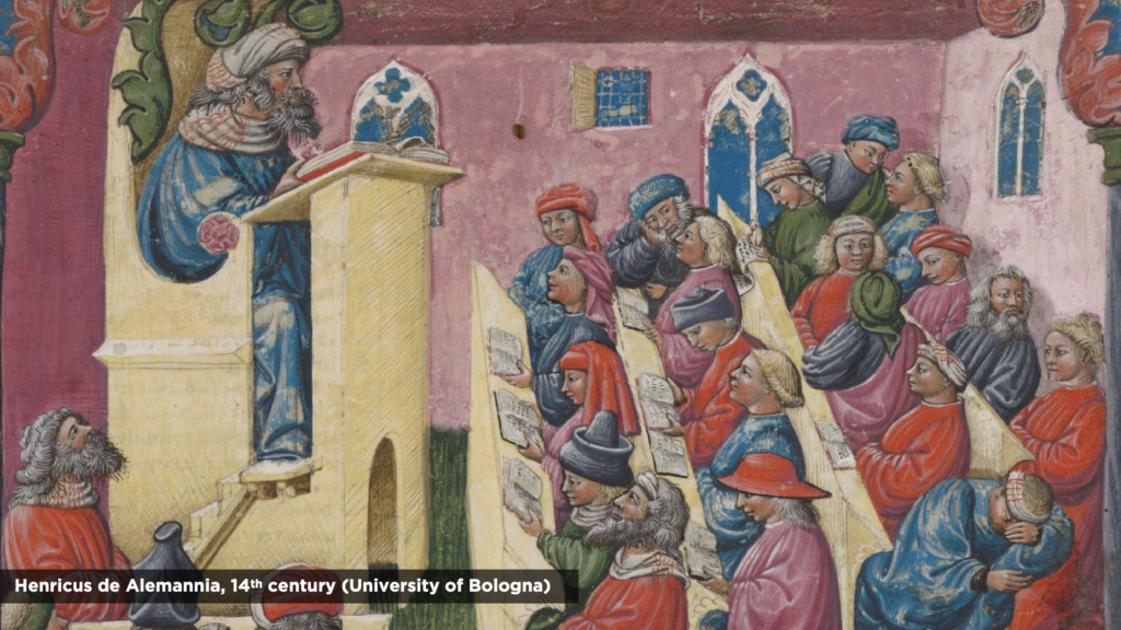 A university lecture from the 14th century