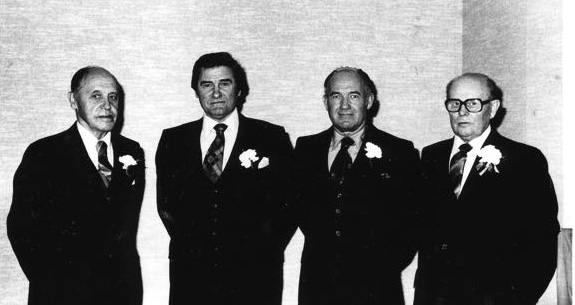 1977 - endised EAK esimehed Mihkel Hansen, Robert Kreem, Bernhard Lõbu ja Alfred Sepa. Arhiivifoto