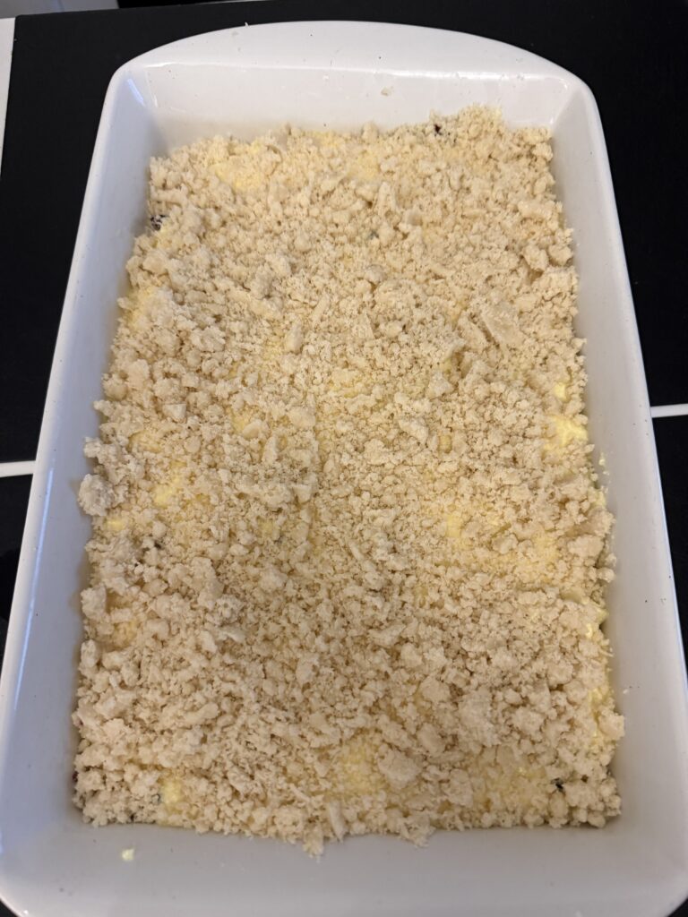 The crumble prior to baking