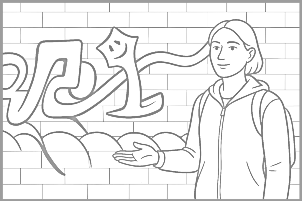 An early illustration of Glist™ from The Story of Glist, based on the original prison-wall graffiti. Jerry Mercury. All rights reserved.