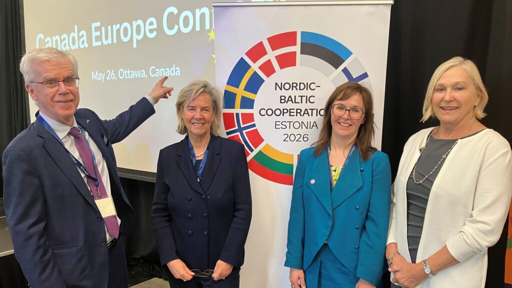 Ambassador Margus Rava, Honorary Consul Evaleen Jaager Roy, Liina Tomlinson, Trade & Economic Affairs Counselor with the Embassy, and Evi Mustel