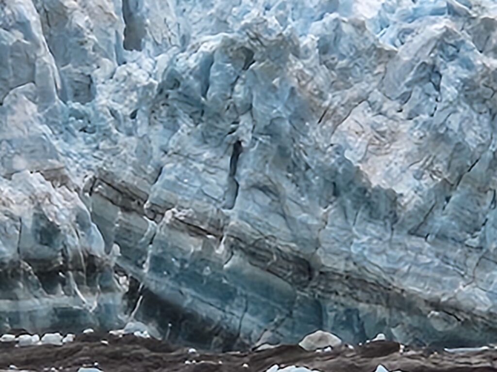 A closeup of a piece of the glacier