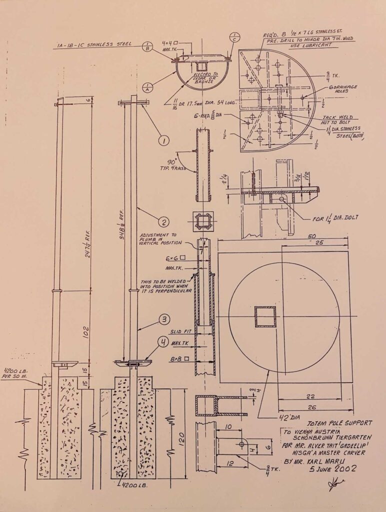 Karl's blueprints for the totem pole mount