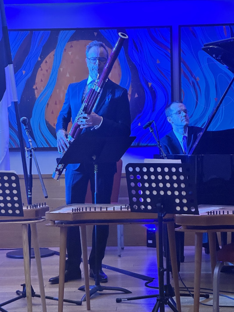 Music Professor Martin Kuuskmann and Dr. Hando Nahkur performing a duet at LEP 2026 (photo credit: Lisa Trei)