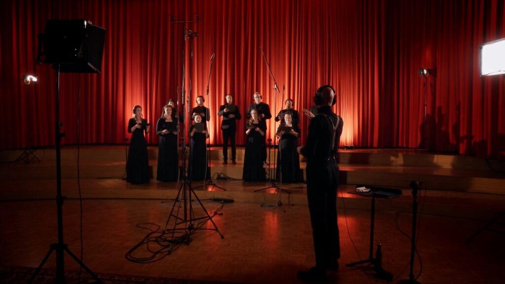 Jonas Tarm conducting EPCC during the "Kauge kaja" recording session  (photo by Frank Raudsepp)