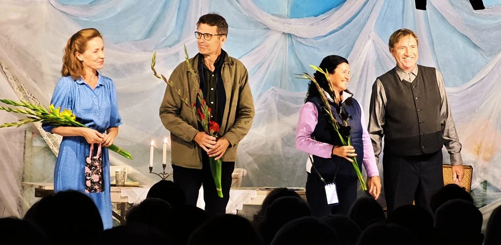 Klarissa – Piret Laurimaa; playwright and director Tiit Palu; Enel Seeman; Elmar – Sepo Seeman (photo by Kai Kiilaspea)
