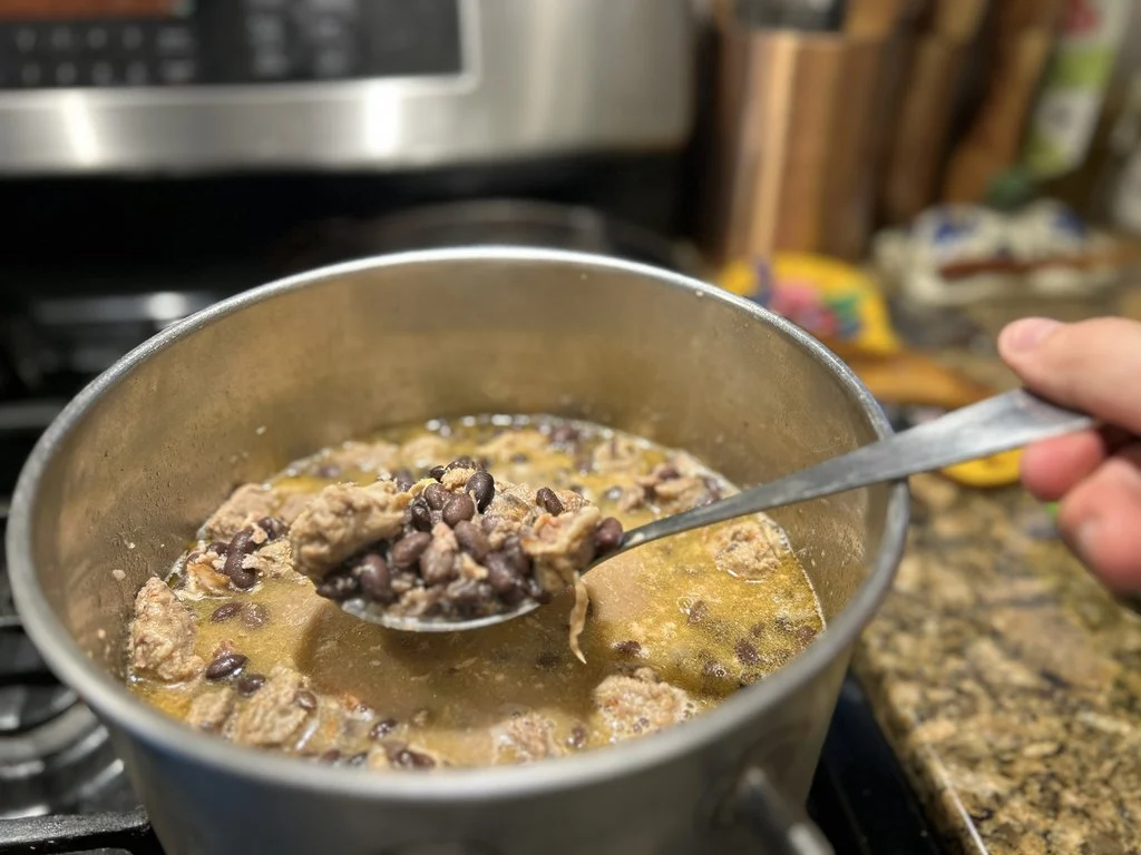 The feijoada prior to mashing the beans for the desired thick consistency